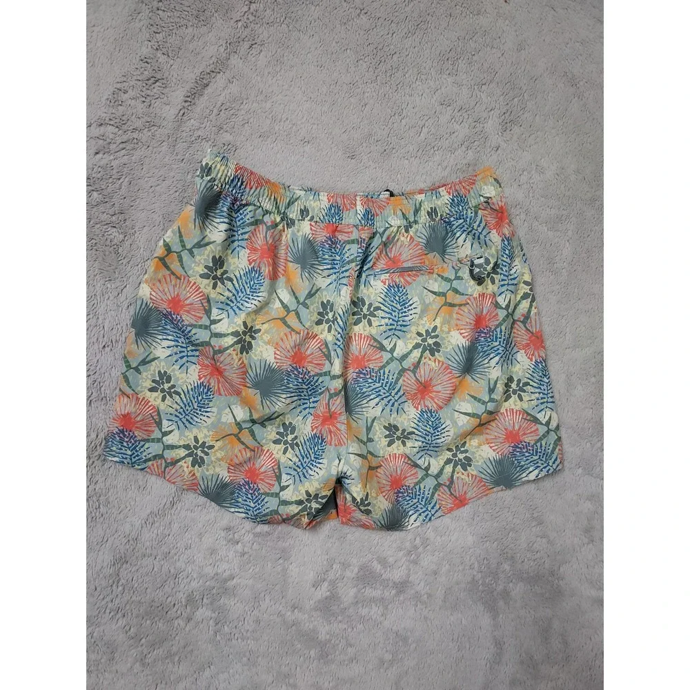 Aftco Swim Trunks Mens Large Floral Fishing Drawstring Lined Elastic Waist Fish